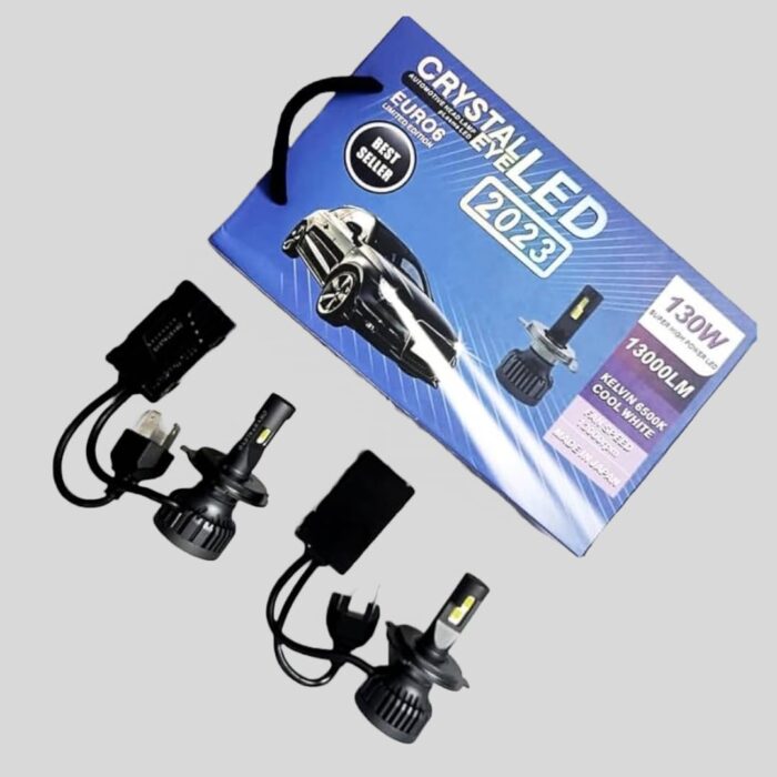 Crystal Eye 130W Ultra-Bright Car LED Headlight Bulbs - Upgrade Your Visibility and Style | Plug-and-Play Conversion Kit | 6500K Cool White | (Pack of 2) (H27)