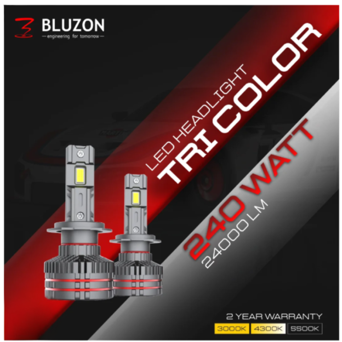 Bluzon Tri Colour LED Bulbs - 240 Watts (3 Colours)