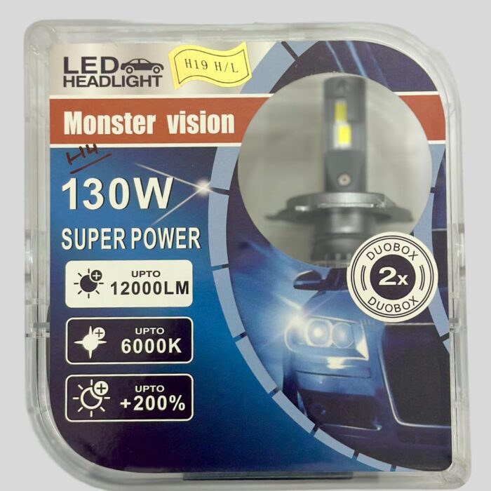 Monster Vision 130W Ultra-Bright Car LED Headlight Bulbs | Plug & Play Conversion Kit | 6500K Cool White | High Visibility | Pack of 2 (H1) 1 Year Warranty