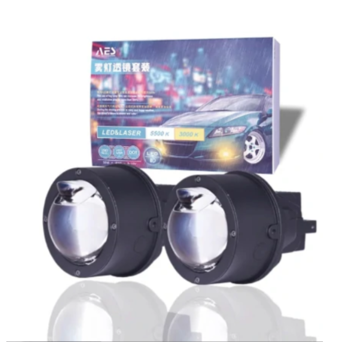AES Bi-LED Projector Laser Fog Lights 3 Inch | Tri-Color (White, Warm White, Yellow) | High/Low Beam | Universal Fit | 1-Year Warranty