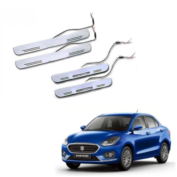 Maruti Dzire (2018 Onwards) LED Door Sill Scuff Plates - Acrylic