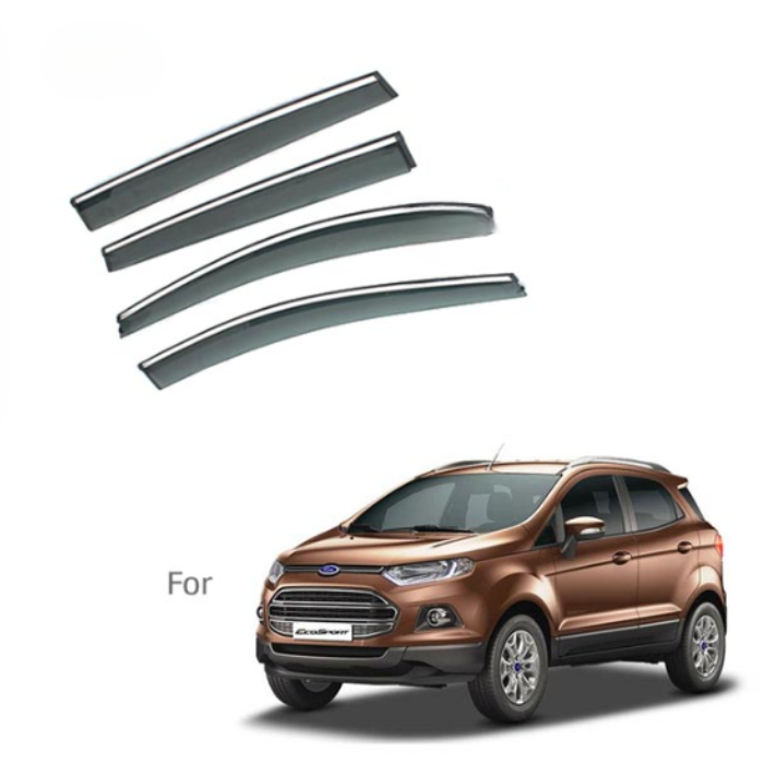 Ford Ecosport Type 1 and 2 - Door Visors (Black with Chrome Line)