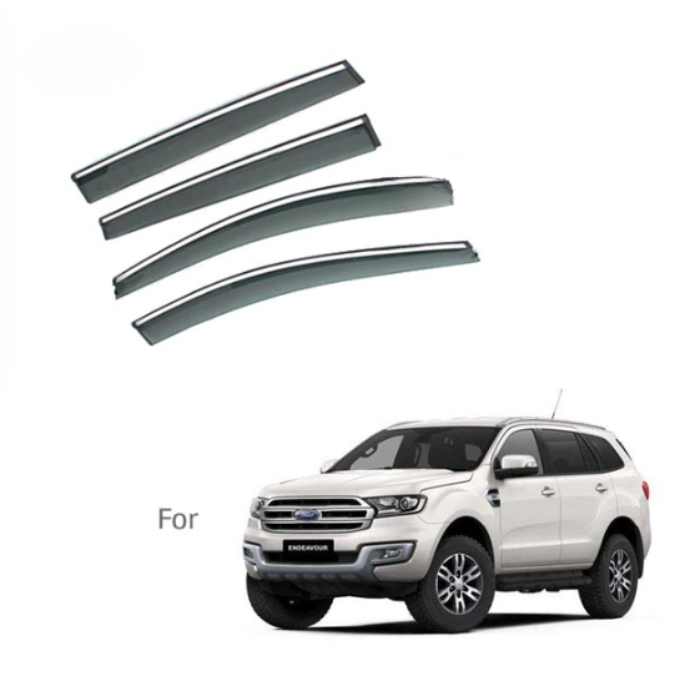 Ford Figo Type 2- Door Visors (Black with Chrome Line)