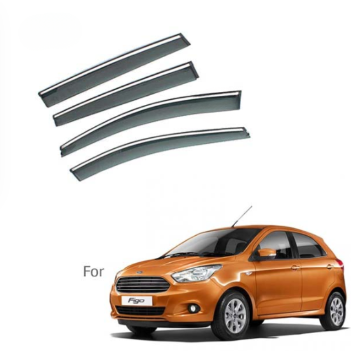 Ford Figo Type 2- Door Visors (Black with Chrome Line)
