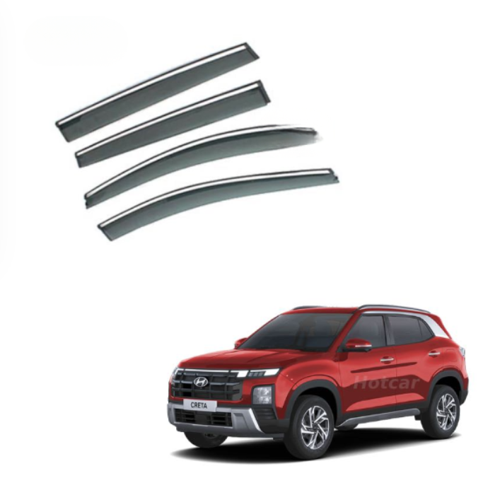 Hyundai Creta (2024) Door Visors (Black with Chrome Line)