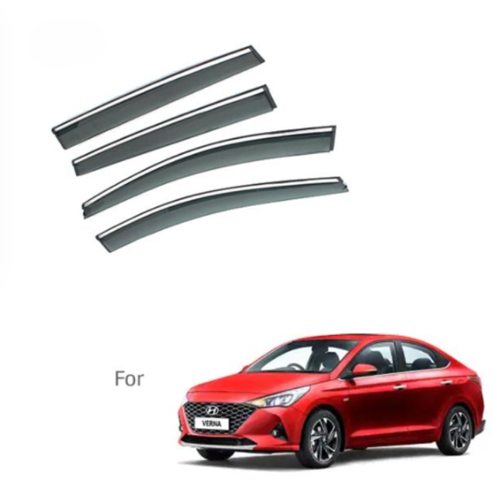 Hyundai Verna 2020 - Door Visors (Black with Chrome Line)