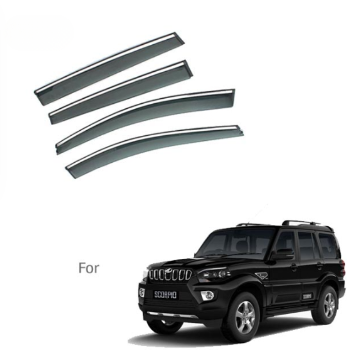 Mahindra Scorpio - Door Visors (Black with Chrome Line)