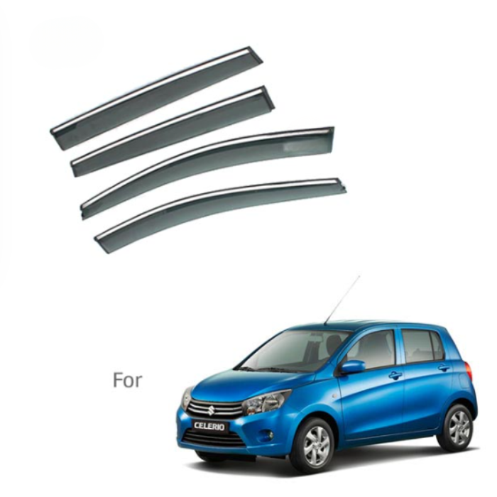 Maruti Celerio - Door Visors (Black with Chrome Line)
