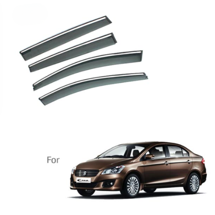 Maruti Ciaz - Door Visors (Black with Chrome Line)