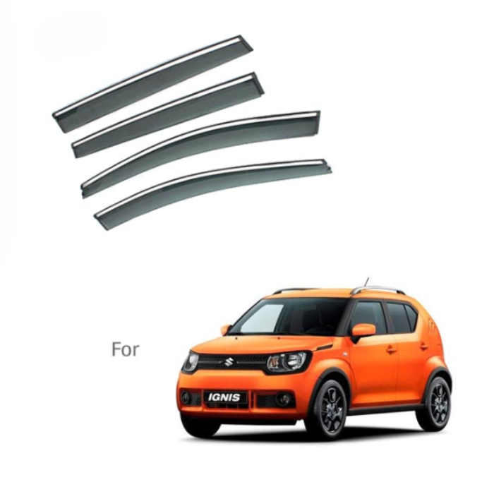 Maruti Ignis - Door Visors (Black with Chrome Line)
