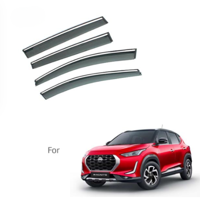 Nissan Magnite - Door Visors (Black with Chrome Line)