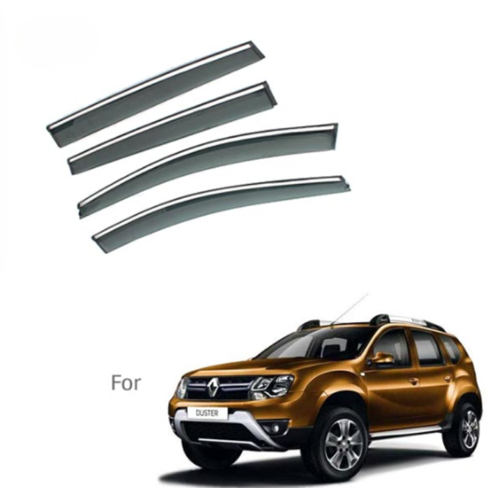 Renault Duster Type 1 and 2 - Door Visors (Black with Chrome Line)