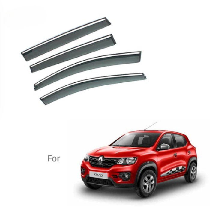 Renault Kwid - Door Visors (Black with Chrome Line)