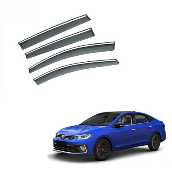 Volkswagen Virtus- Door Visors (Black with Chrome Line)
