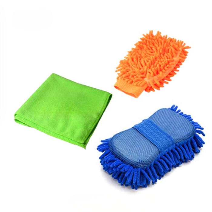 Combo of 1 Microfiber Sponge, 1 Small Microfiber Duster and 1 Microfiber Glove