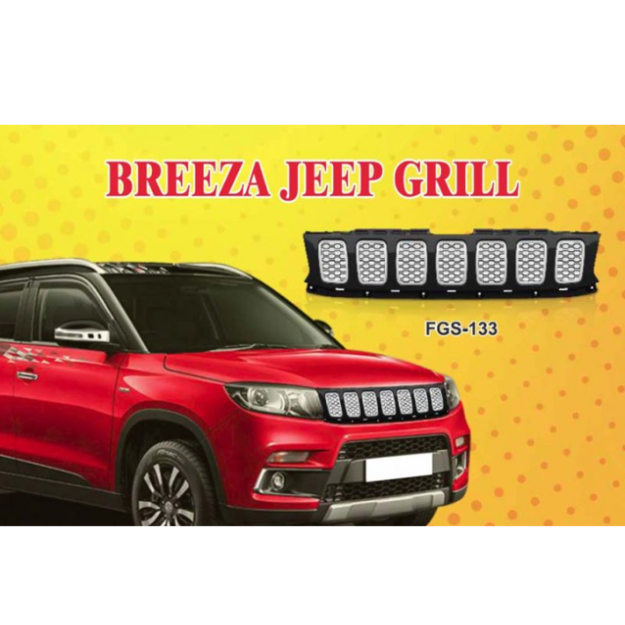 Maruti Suzuki Brezza Jeep Style Front Grille | FGS-133 | Direct Fit | Premium Sporty Design