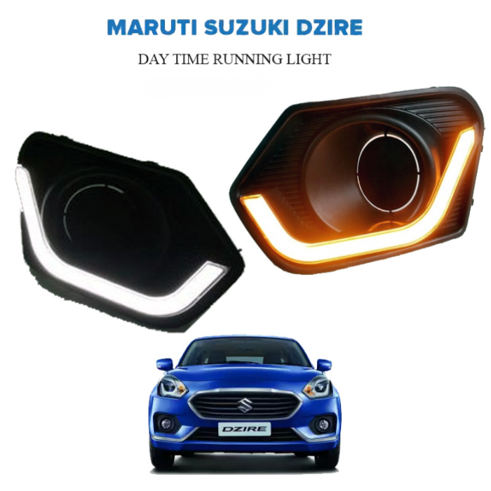 Maruti Suzuki Swift Dzire DRL Fog Lamp Cover with Turn Signal | Direct Fit Plug & Play | Premium OEM Look