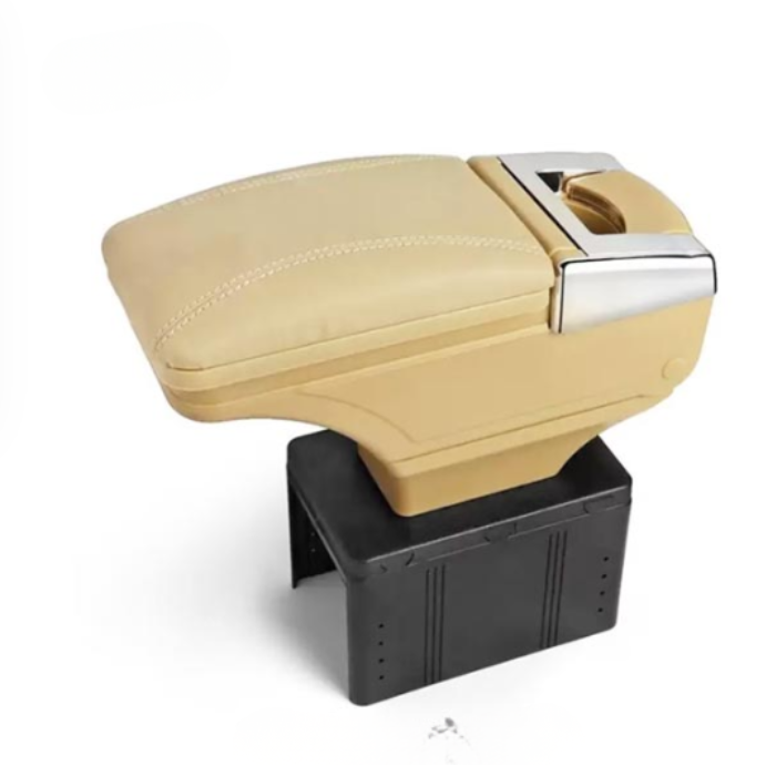 Universal Car Armrest With Cup Holder - Beige