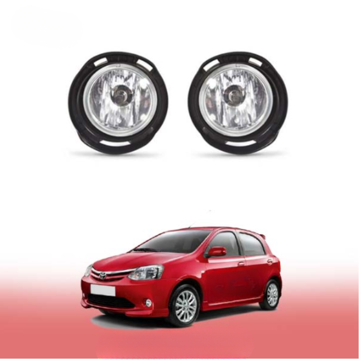 Toyota Etios Liva Type-1 Fog Light Assembly | Set of 2 | With Wiring Kit & Switch | OEM Fit | Plug & Play